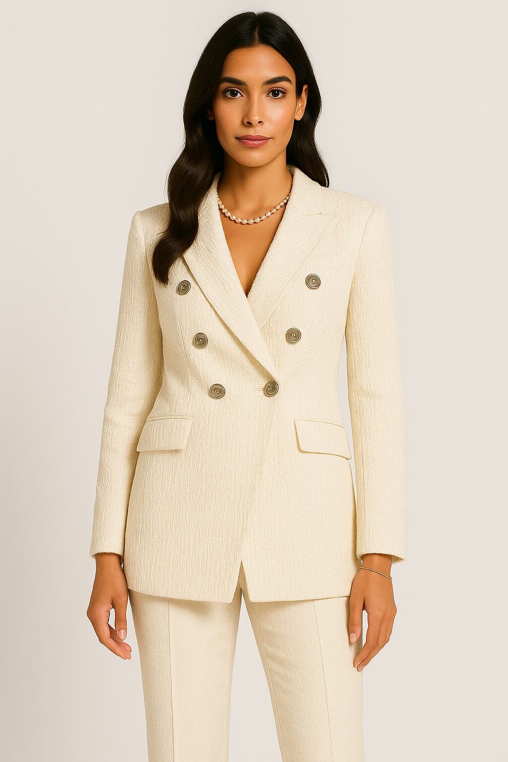 Cream Tweed Cropped Blazer