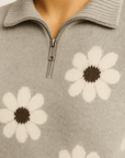 Arden Floral Zip Neck Sweater