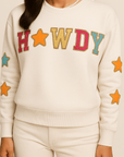 White 'Howdy' Glitter Patch Graphic Sweatshirt