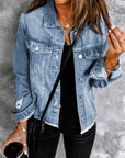 Cropped Distressed Denim Jacket