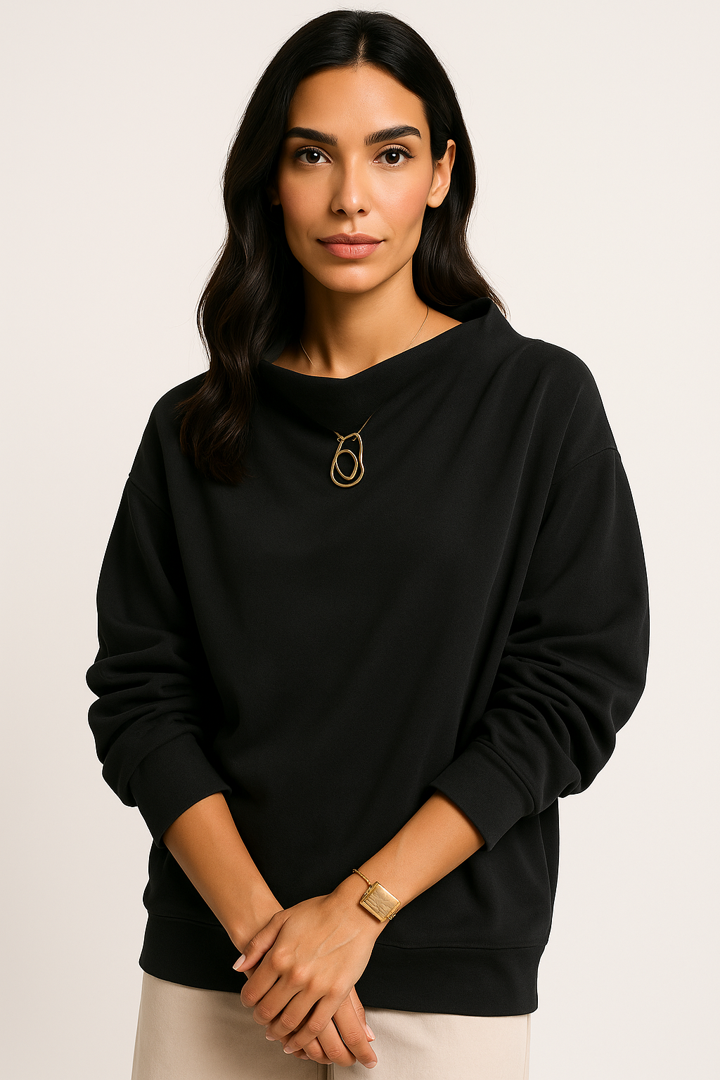 Renna Oversized High-Collar Hoodie Sweatshirt AUZUKA